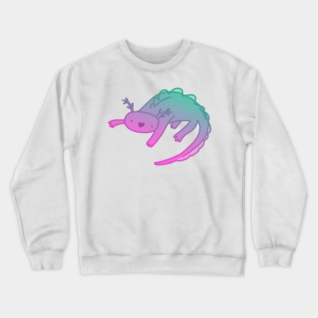 Turquoise Gradient Axolotl Crewneck Sweatshirt by diffrances